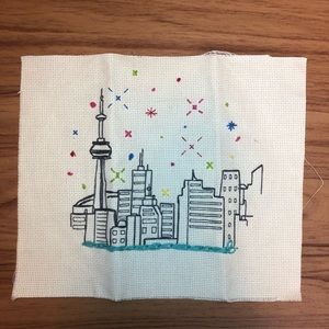 Handmade Toronto Skyline Cross Stitch